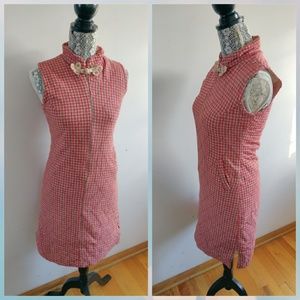 Red plaid print quilted cotton sleeveless dress